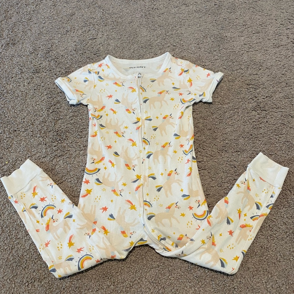 Toddler Girls Unicorn/Rainbow Shortsleeve Onesie